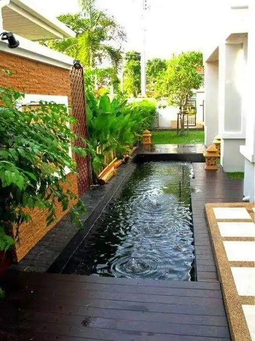 前首要要考虑的内容,庭院鱼池会受面积的限制:正常的一米左右,观赏鱼