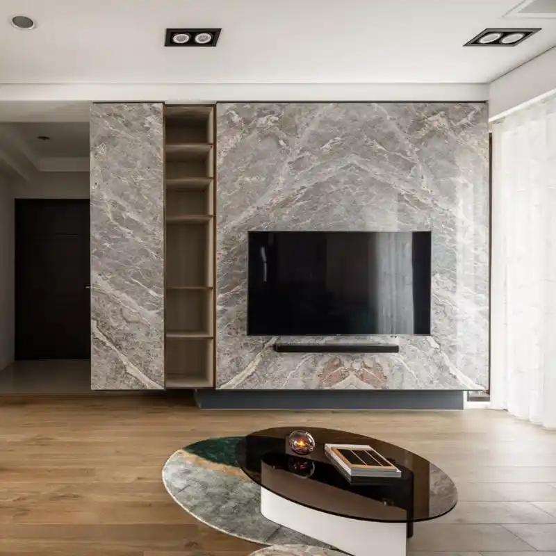 家装高级灰大理石电视背景墙,试问谁能不心动?