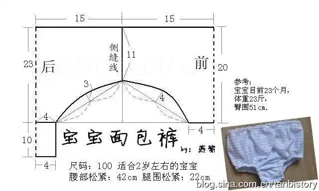 海军风亲子内裤(附裁剪制作图)