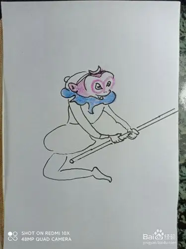 怎样画简笔画拿着金箍棒的孙悟空?
