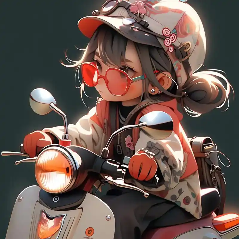 骑摩托车的小女孩3dniji风ai绘画