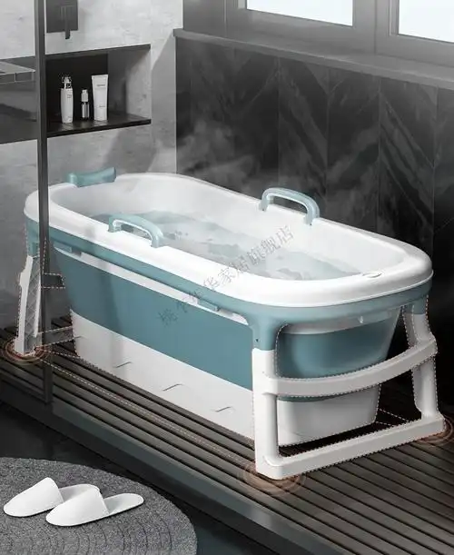 可折叠全身大号沐浴桶成人浴盆洗澡桶神器 蓝色大号/无盖【图片 价格