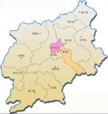 2018年,吉安市行政区划为2区,1市,10县,120个镇,94个乡,14个街道,市