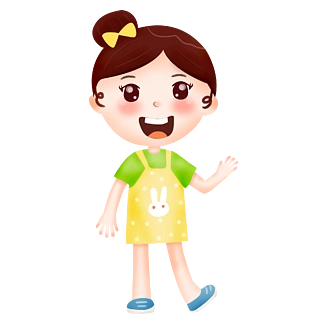 可爱小女孩蝴蝶结招手卡通人物女生学生插画