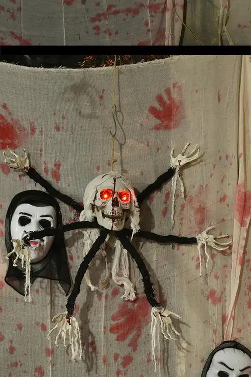 万圣节鬼节密室逃脱酒吧鬼屋ktv布置装饰道具恐怖骷髅头2米大吊鬼 l76