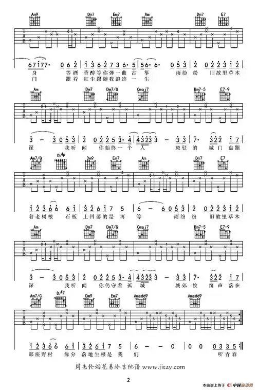 【烟花易冷吉他谱】烟花易冷(杜江制谱版)吉他谱