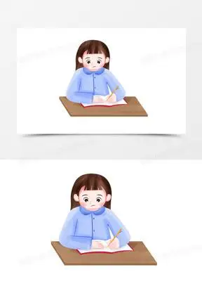写作业的女孩人物手绘