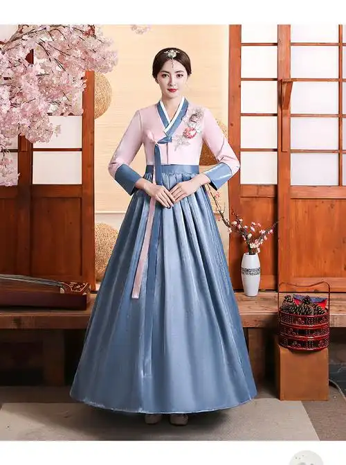 朦胧杏 朝鲜族舞蹈演出服装韩国传统大长今古装民族成人表演服韩服女