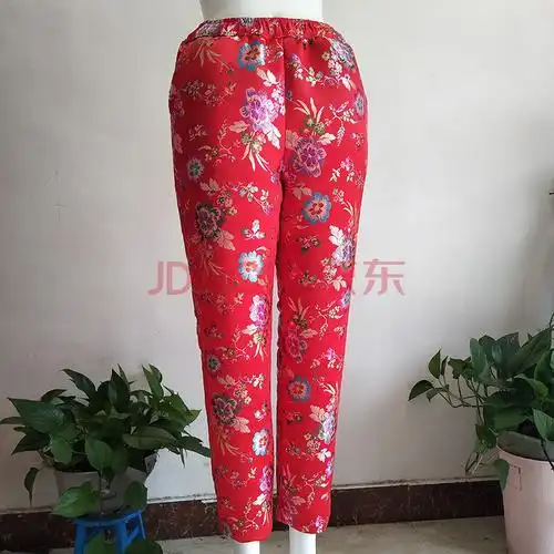 高档爆款捡漏特价女新款锦缎棉裤手工加厚纯棉花里子仿真丝修身保暖