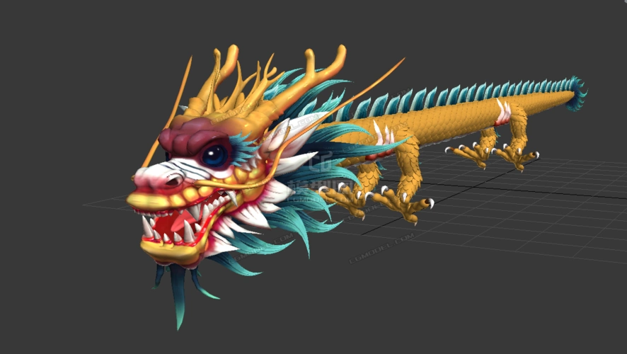 影视级中国龙,四爪中国龙,两条中国龙模型311813huangcong高精龙头