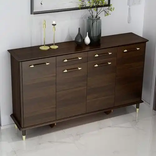 古达新中式鞋柜简约现代胡桃色玄关轻奢大容量收纳家用门口全实木鞋柜