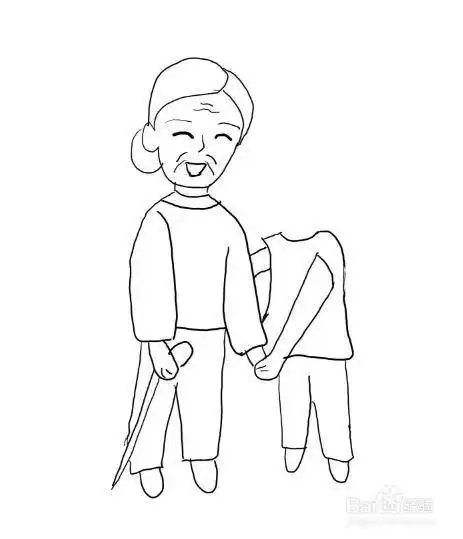 简笔画怎么画小孩子扶老人