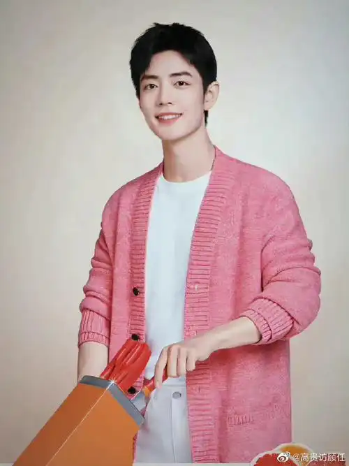 肖战粉色开衫毛衣##肖战粉色开衫毛衣造型