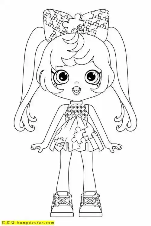 玩具和可爱的shopkins娃娃玩具卡通涂色图片-红豆饭小学生简笔画大全