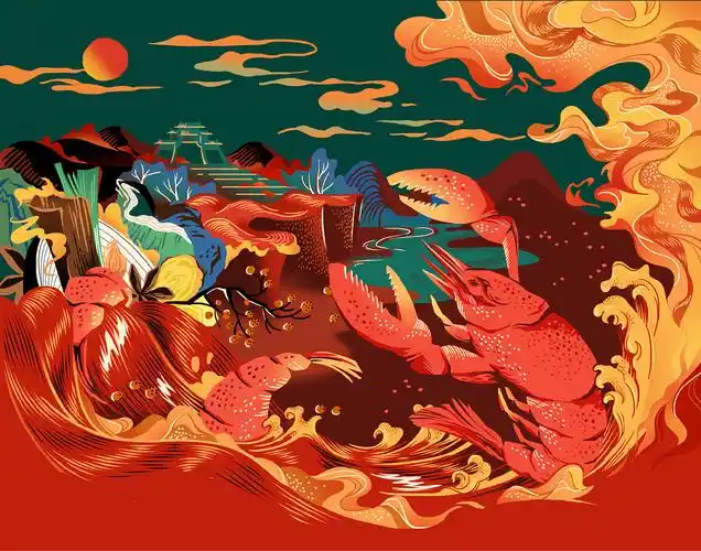 包装插画:盱眙龙虾【让家乡的年货潮起来】