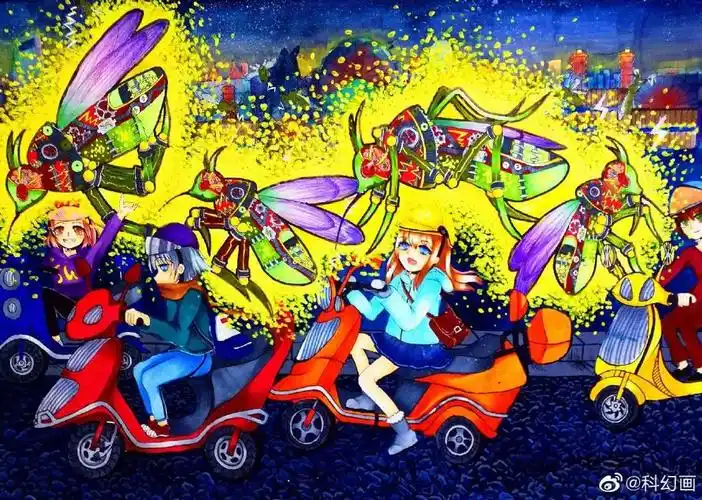 科幻系列儿童画作品欣赏 - 水彩迷