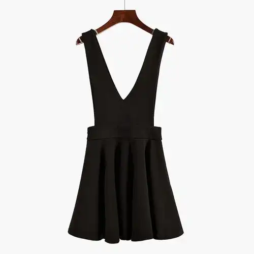 女装秋装连衣裙短裙高腰学院风v领背带裙秋冬百褶裙伞裙