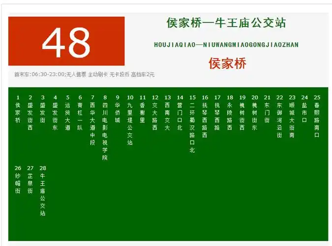 成都48路公交车的路线