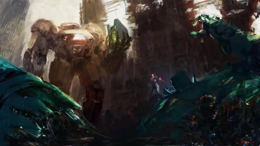 炫酷暗黑系机甲霸气手绘插画,高清图片,艺术壁纸-回车桌面