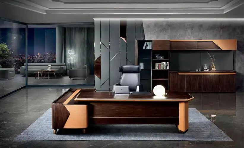 现代简约拼色时尚大班台_主管经理室办公桌大班台_迪欧办公家具