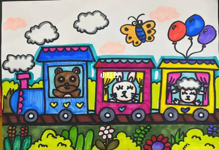 少儿创意美术  #创意儿童画  #画画  ##火车旅行