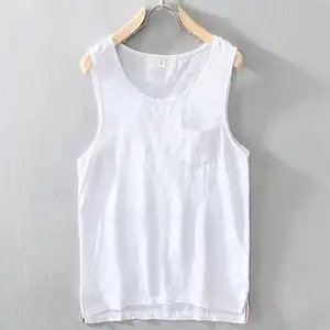 000人付款天猫男士纯亚麻无袖t恤麻布男装棉麻料背心透气宽松汗衫上