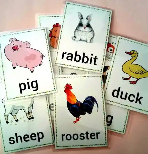 英语单词闪卡farm animals农场动物 英语教学卡 认知卡 教师教具