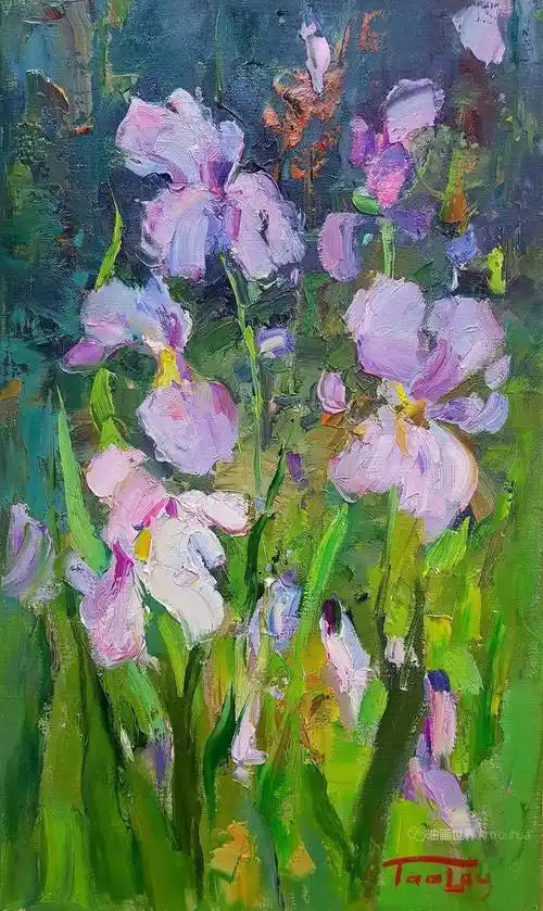 吉尔吉斯斯坦画家美妙笔触下的花卉油画明亮生动