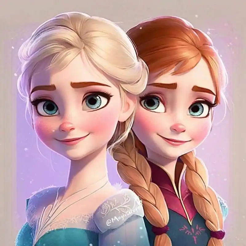 迪士尼公主头像-艾莎和安娜 《冰雪奇缘》的姐妹花艾莎和安娜来喽 从