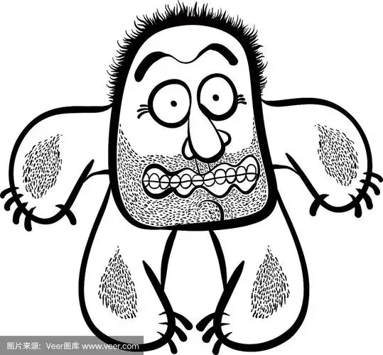 卡通,矢量,黑白图片,胡茬,怪物