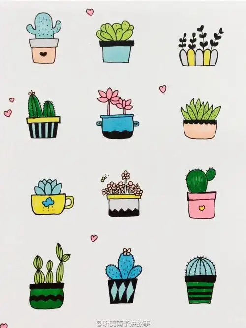 还喜欢涂涂画画做手帐本,那么,这些简单又可爱的小图案也是很好的手账