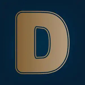 字母d标志设计模板元素. 矢量. 黑色青色背景下的金色图标和边框.照片