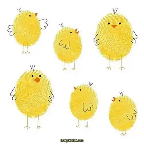 10张有趣的指纹画毛毛虫动物园夏日沙滩春天大树幼儿指纹画大圈