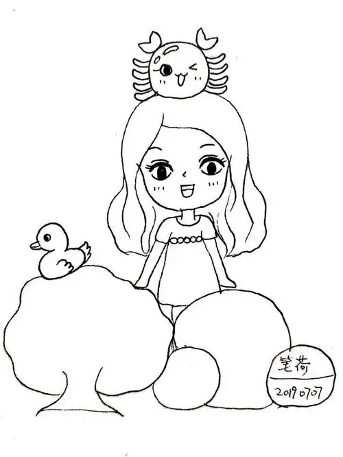 画个巨蟹座女孩简笔画给属于这个月的你