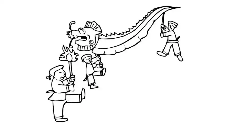 舞龙怎么画 - 简笔画 - 懂得