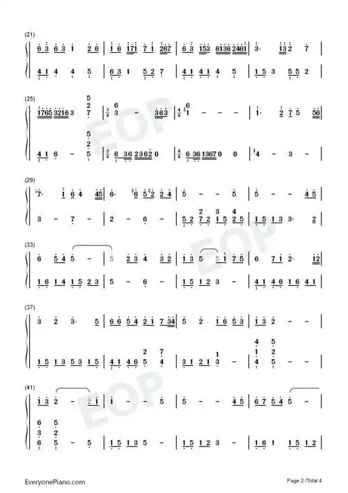 memory-c调简单版-入殓师主题曲双手简谱预览2