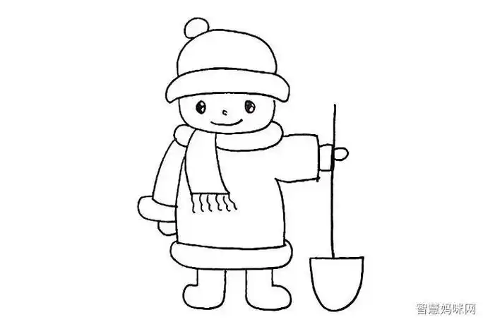 男孩简笔画步骤冬天