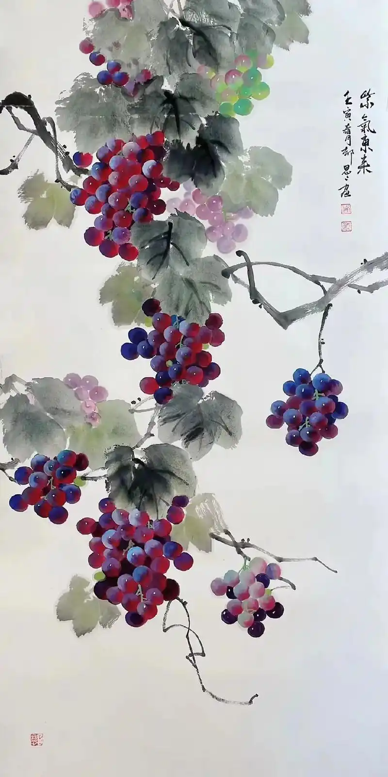 郝思思老师工笔葡萄作品#可定制下单#手绘国画作品  - 抖音