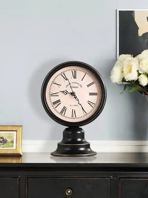 美式复古台式钟表摆件客厅卧室桌面台钟欧式台钟