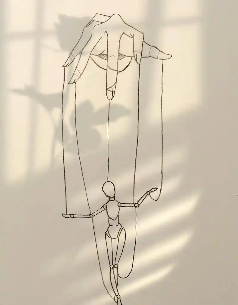 我是提线木偶生怕被你松手 #提线木偶 #木偶 #手绘画 - 抖音