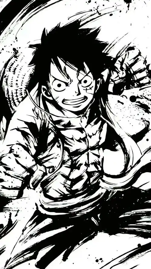 海贼王水墨风黑白高清手机壁纸
