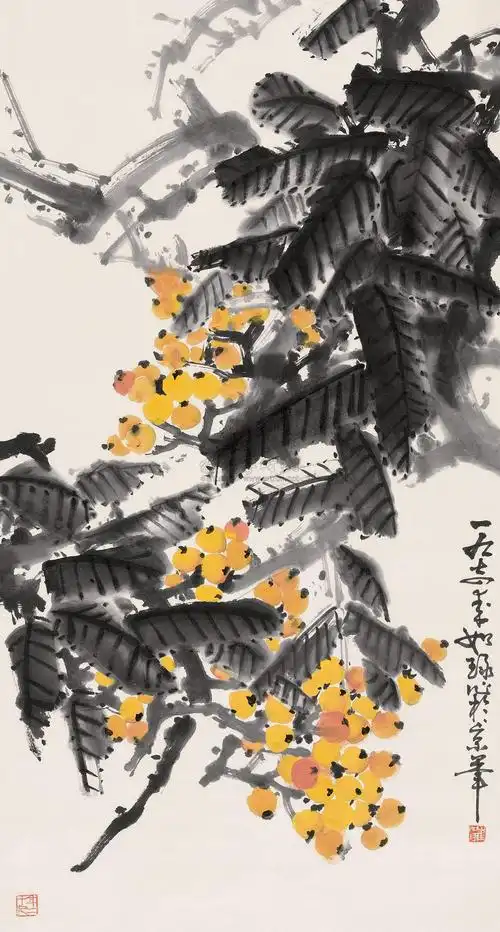 3019 枇杷图 立轴 纸本设色