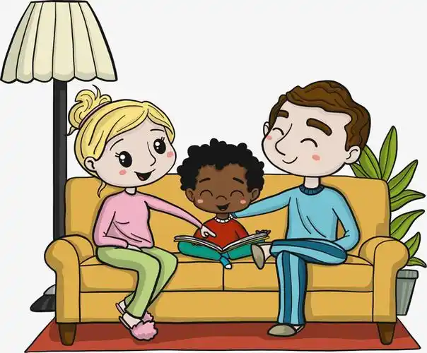 卡通手绘一家三口