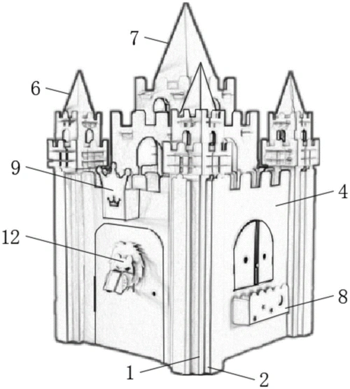 cn210583683u_一种四边形双开门瓦楞纸城堡有效