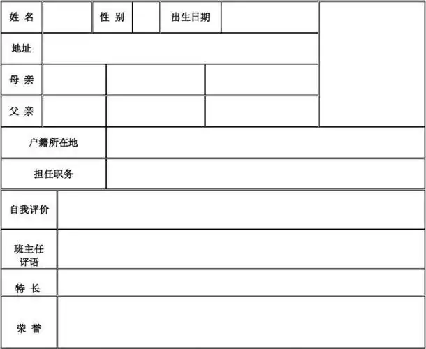 小学生个人简历-模版