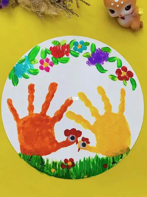 创意儿童画宝宝手掌印创意小鸡