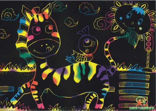 刮画--文明的小斑马