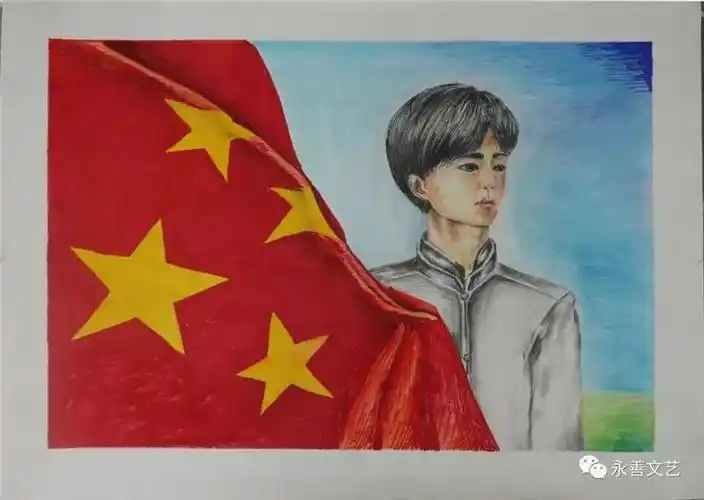 颂党恩跟党走主题儿童画作品-图4