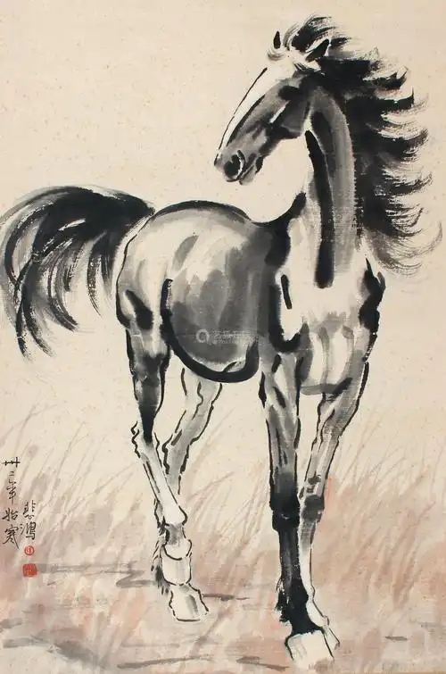 徐悲鸿 立马图 立轴 纸本