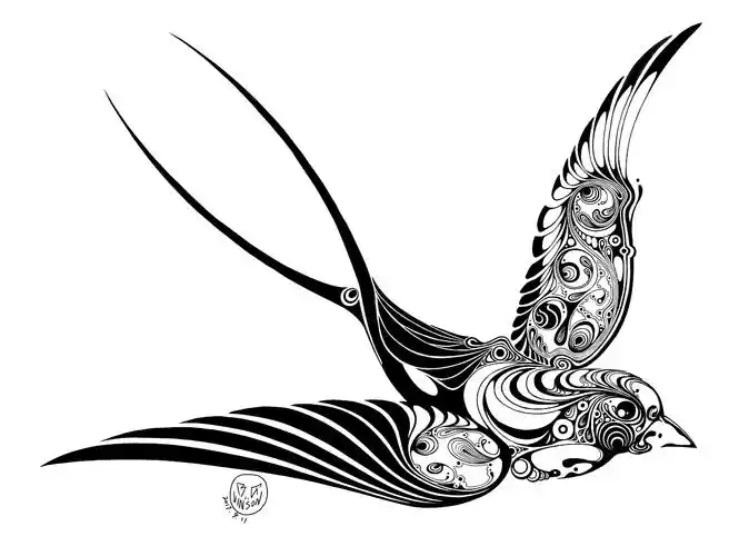 燕子.灵感来自剪影和最近的线条练手